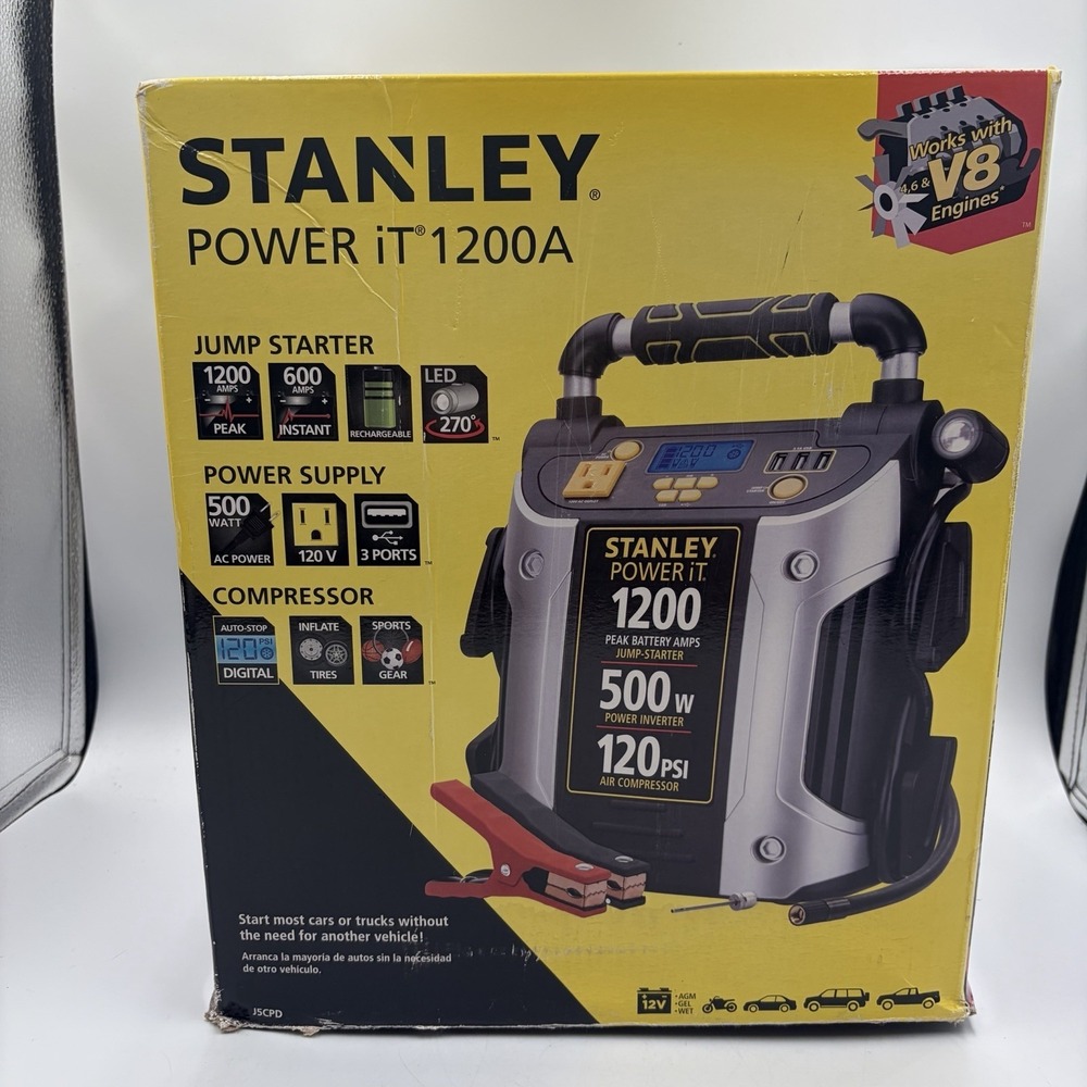 Stanley J5C09D 1200 Peak Amp Automotive Jump Starter, Portable Power New In Box